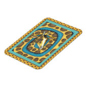 GEKKE GIRAFFE LONG NECK EN SPOTS, FUNNY FOLK ART MAGNEET (Linkerzijde)