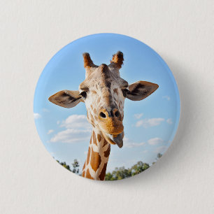 Gekke Giraffe Ronde Button 5,7 Cm