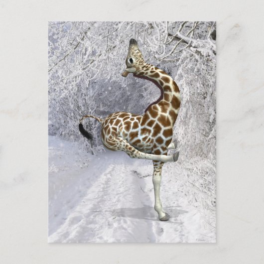 Gekke Giraffe spelen in Snow Briefkaart (Voorkant)
