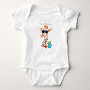 Gekke Giraffe zonnebril Funny Face Baby Bodysuit