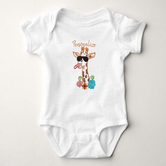Gekke Giraffe zonnebril Funny Face Baby Bodysuit (Voorkant)