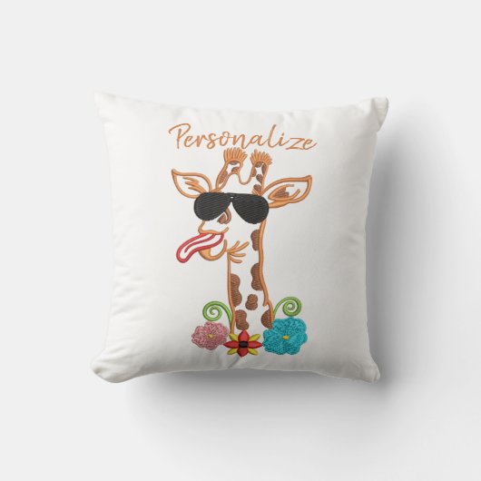 Gekke Giraffe zonnebril Funny Face Sarcastic Kussen (Voorkant)