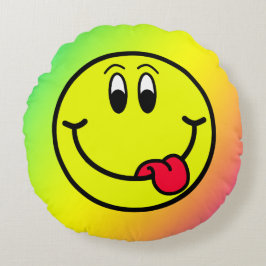 Gekke glimlach kant Emoji Rainbow Round Pillow Rond Kussen