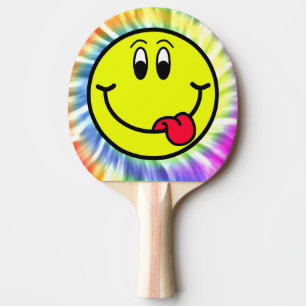 Gekke glimlachend gezicht Emoji Tie Dye Ping Pong Tafeltennisbatje