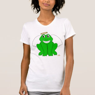Gekke glimlachende groene kikkerengel t-shirt