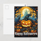 Gekke gloeiende pompoen | Happy Halloween Briefkaart (Voorkant / Achterkant)