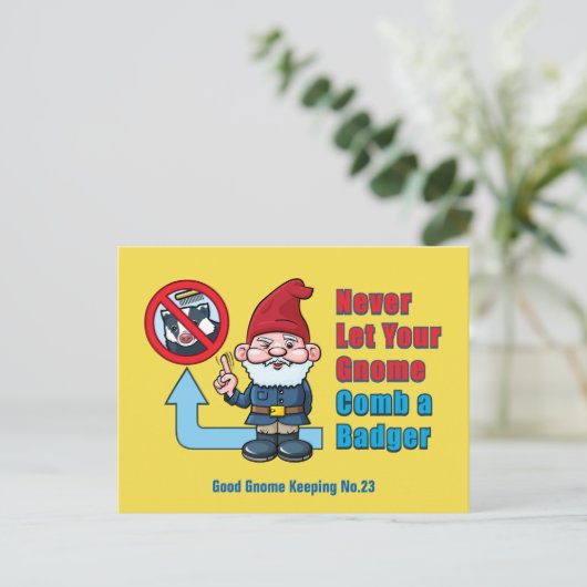 Gekke Gnome en Badger Briefkaart (Staand voorkant)
