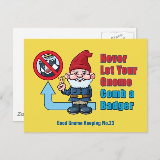 Gekke Gnome en Badger Briefkaart (Voorkant / Achterkant)