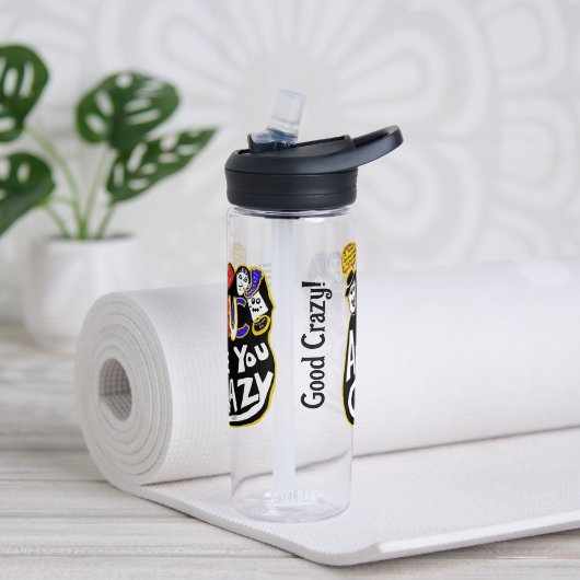 Gekke goede vibes, levendig waterfles (Links)