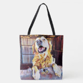 Gekke Golden Retriever foto Tote Bag (Voorkant)