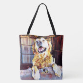 Gekke Golden Retriever foto Tote Bag (Achterkant)