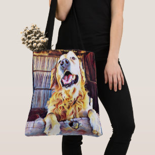 Gekke Golden Retriever foto Tote Bag