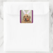 Gekke Golden Retriever-hond met paasoren Vierkante Sticker (Tas)