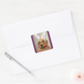 Gekke Golden Retriever-hond met paasoren Vierkante Sticker (Envelop)