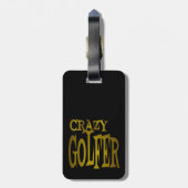 Gekke golfer in goud bagagelabel (Achterkant verticaal)