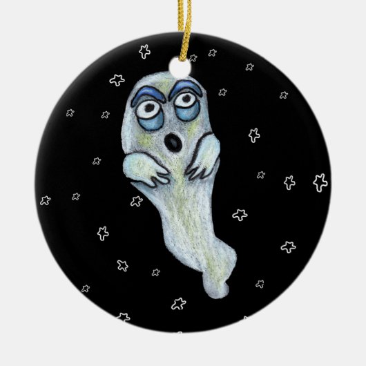 Gekke Goofy Cartoon Ghost Big Eyes Stars Keramisch Ornament (Voorkant)