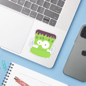 Gekke Goofy Frankenstein's Monster Face Sticker (Laptop met iPhone)