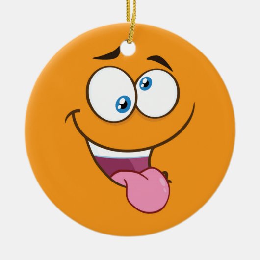 Gekke Goofy Square Emoji Keramisch Ornament (Voorkant)