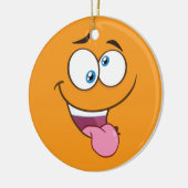 Gekke Goofy Square Emoji Keramisch Ornament (Links)