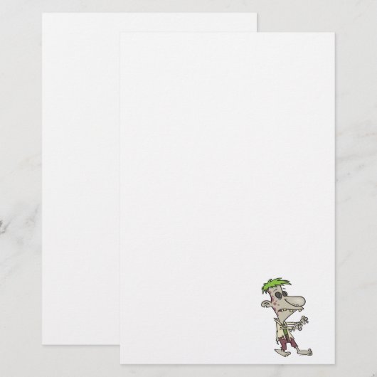 gekke goofy zombie cartoon briefpapier (Voorkant / Achterkant)