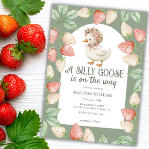 Gekke Goose Aardbeien Meisje Baby shower Kaart