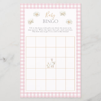 Gekke Goose Baby Bingo Whimsical Roze Douche Game Flyer