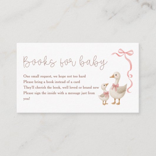 Gekke Goose Baby shower Boeken voor Baby Informatiekaartje (Voorkant)