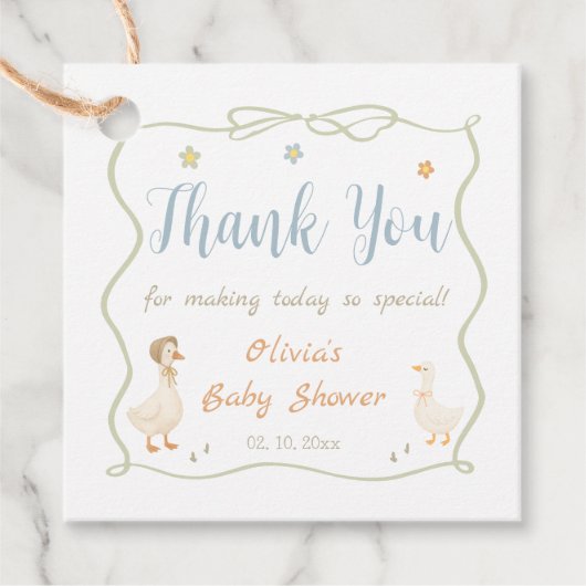 Gekke Goose Baby shower Dank u Bedankjes Labels (Voorkant)