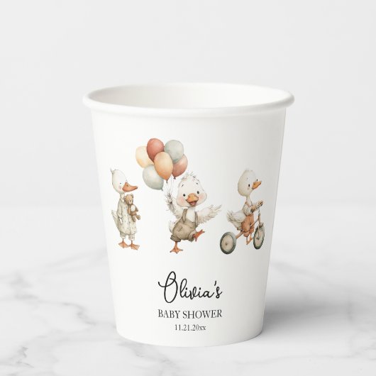 Gekke Goose Baby shower gepersonaliseerde papieren Papieren Bekers (Achterkant)