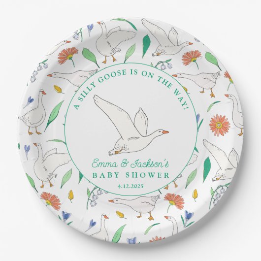 Gekke Goose Baby shower Party Papieren Bordje (Voorkant)
