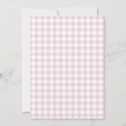 Gekke Goose Baby shower Pink Gingham Uitnodiging (Achterkant)