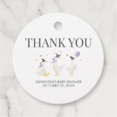 Gekke Goose Baby shower Ronde Bedankjes Labels (Voorkant)