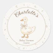 Gekke Goose Beige boog baby shower Dank u Ronde Sticker (Voorkant)