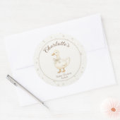 Gekke Goose Beige boog baby shower Dank u Ronde Sticker (Envelop)