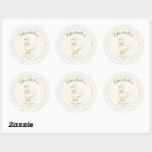 Gekke Goose Beige boog baby shower Dank u Ronde Sticker (Vel)