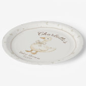 Gekke Goose Beige Bow baby shower Papieren Bordje (Gekanteld)