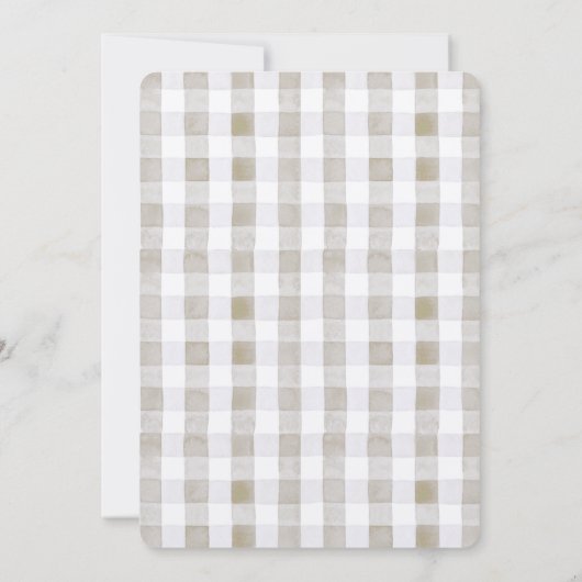 Gekke Goose Beige Gingham Baby shower Kaart (Achterkant)