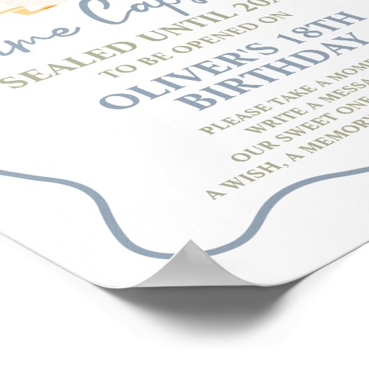 Gekke Goose Blauw Groen 1e Verjaardag Time Capsule Poster (Hoek)