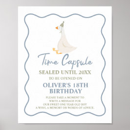 Gekke Goose Blauw Groen 1e Verjaardag Time Capsule Poster