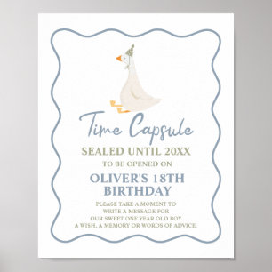 Gekke Goose Blauw Groen 1e Verjaardag Time Capsule Poster