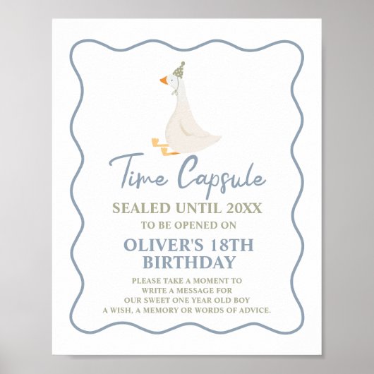 Gekke Goose Blauw Groen 1e Verjaardag Time Capsule Poster (Voorkant)