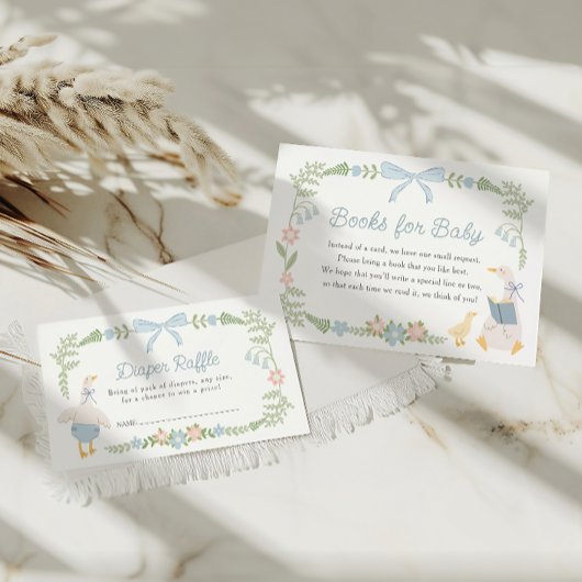 Gekke Goose Bloemen Blauwe strik Boeken voor Baby Informatiekaartje