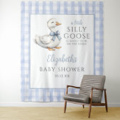 Gekke Goose Blue Baby shower foto achtergrond Wandkleed (In situ)