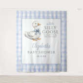 Gekke Goose Blue Baby shower foto achtergrond Wandkleed (Voorkant)