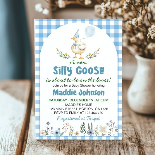 Gekke Goose Blue Balloon Baby shower Kaart