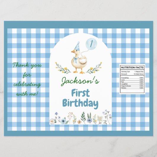Gekke Goose Blue Balloon Verjaardag Chip Bag Wrapp Flyer (Voorkant)