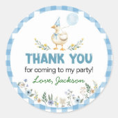 Gekke Goose Blue Balloon Verjaardag Ronde Sticker (Voorkant)