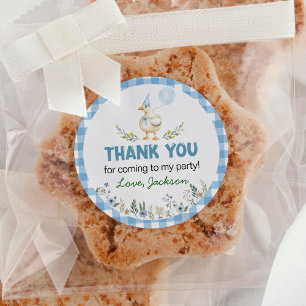 Gekke Goose Blue Balloon Verjaardag Ronde Sticker