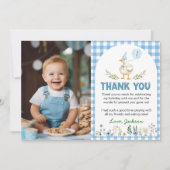 Gekke Goose Blue Balloon Verjaardagsfoto Bedankkaart (Voorkant)