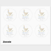 Gekke Goose Blue bow baby boy shower Bedankt Ronde Sticker (Vel)